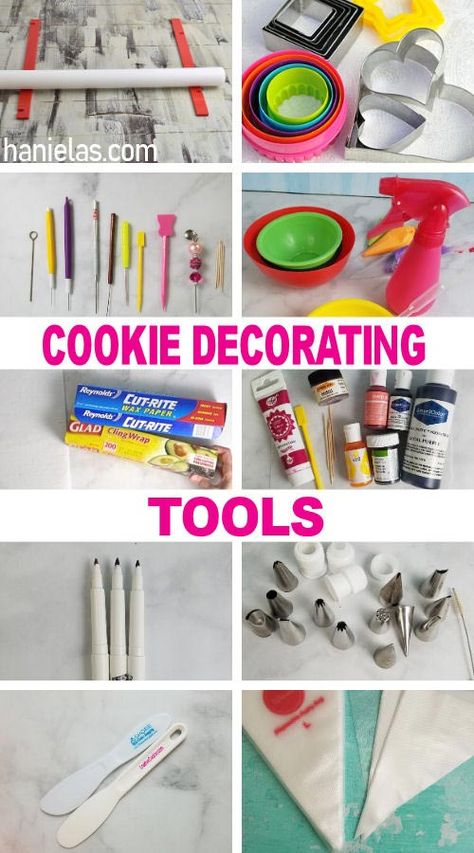 Fancy Cookie Decorating, Tips For Cookie Decorating, Tips For Decorating Sugar Cookies, Cookie Decorating How To, Supplies For Cookie Decorating, Beginner Cookie Decorating Ideas, Cookie Decorating Classes, Royal Icing Tools, Beginner Cookie Decorating