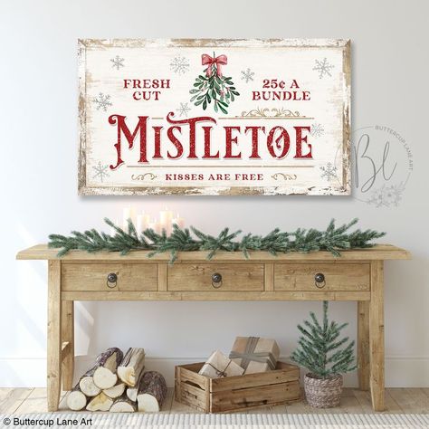 Large Christmas Wall Art, Mistletoe Christmas Canvas Wall Art, Holiday Wall Art, Farmhouse Christmas Wall Decor, Christmas Sign Home Decor Large Christmas Wall Art, Mistletoe Sign, Christmas Booth, Mistletoe Christmas, Large Farmhouse, Christmas Canvas Art, Wall Decor Christmas, Cottage Vintage, Wall Art Farmhouse