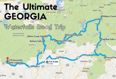 The ultimate Georgia waterfalls road trip. Just over five hours of driving for ten different waterfalls! Georgia Waterfalls, Waterfalls In Georgia, Desoto Falls, Toccoa Falls, Hiking In Georgia, Gorges State Park, Chattahoochee National Forest, Georgia Vacation, Ultimate Road Trip