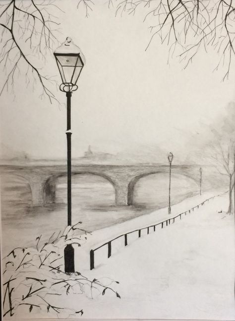 Drawing Bridges Sketches, Bridge Scenery Drawing, Drawings Of Bridges, Doorway Sketch, City Landscape Drawing Pencil, Bridge Drawing Sketches, How To Draw A Bridge, Landscape Drawings Pencil Easy, Bridge Pencil Drawing