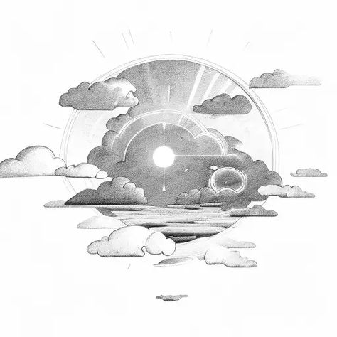 Sky Theme Tattoo, Sun And Clouds Tattoo Design, Cloud Tattoo Design Drawings, Sun Cloud Tattoo, Sun And Clouds Drawing, Sky Tattoo Design, Tattoos Clouds, Bujo Drawings, Reality Tattoo