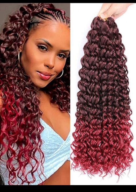 Auburn Hairstyles, Wavy Weave Hairstyles, Water Wave Crochet Hair, Crochet Hair Styles Freetress, Ocean Wave Crochet, Ocean Wave Crochet Hair, Twists Hairstyles, Water Wave Crochet, Rocker Hair