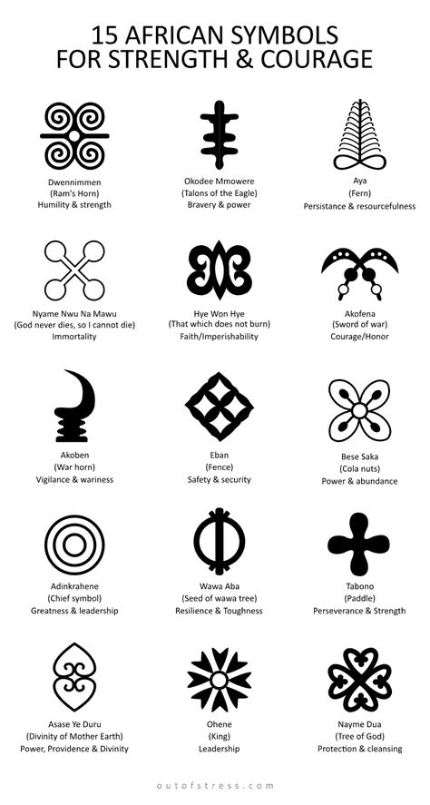 15 African Symbols for Strength & Courage Ghana Tattoo African Symbols, Symbols That Represent Me, Andrika Symbol Tattoo, African Protection Symbols, African Adinkra Symbols, Ancestor Tattoo African, African Symbol Tattoo Woman, Symbols To Represent Yourself, Life Symbols And Meanings