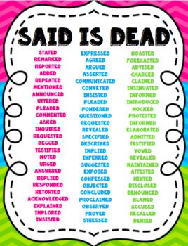 Writing Word Choice Anchor Chart Poster Set by Perfectly Planned Designs Word Choice Anchor Chart, Other Words For Said, Words For Said, Said Is Dead, Writing Anchor Chart, Advance English, Upsc Notes, Title Generator, Writing Techniques