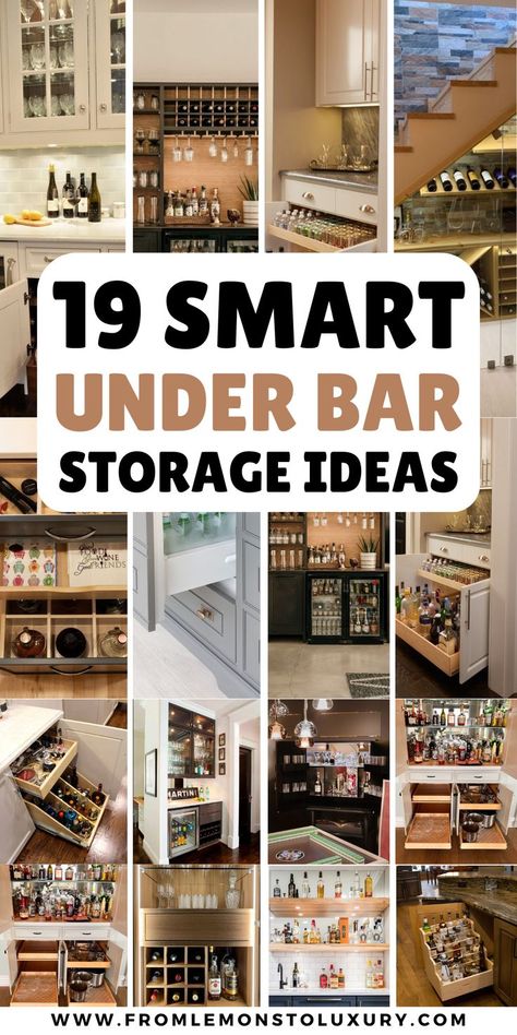 under bar storage ideas Breakfast Bar Storage Ideas, Under Bar Counter Ideas, Under Deck Storage Ideas, Breakfast Bar Storage, Deck Storage Ideas, Storage Under Deck, Under Stairs Bar, Bar Counter Ideas, Bar Storage Ideas