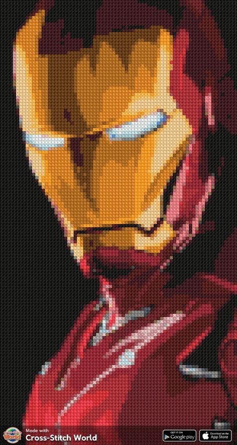 Cross stitch Iron Man Cross Stitch, Marvel Cross Stitch, Cross Stitch Pattern, Stitch Pattern, Iron Man, Stitch Patterns, Cross Stitch Patterns, Cross Stitch, Marvel