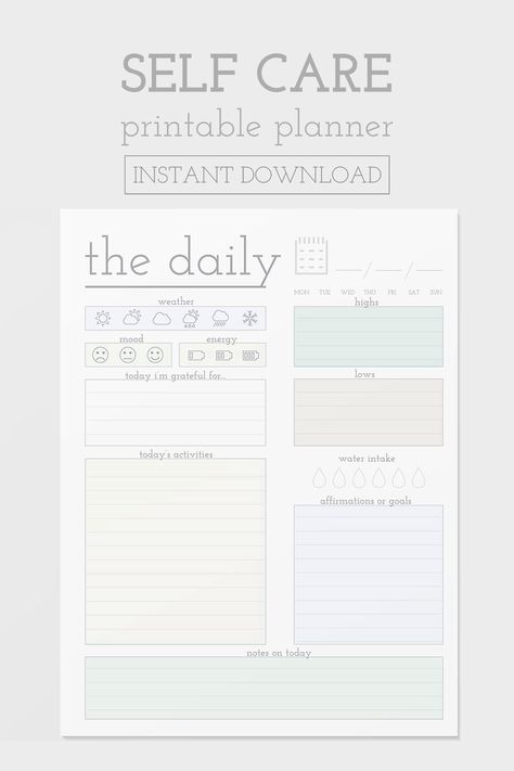 Daily Wellness Planner, Wellness Schedule, Best Planner App, Printable Self Care, Best Daily Planner, Daily Self Care, Daily Routine Planner, Start Journaling, Wellness Planner