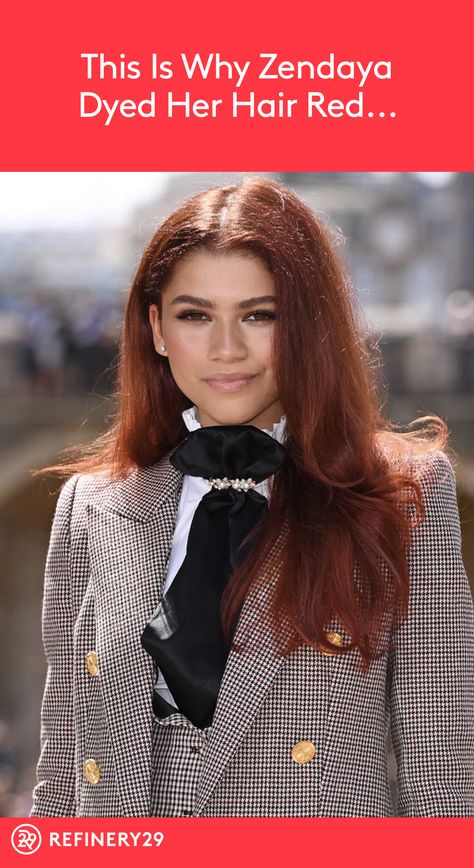 Find out why Zendaya chose to dye her natural hair red #celebrity #hair #hairstyle #beauty #style #news #zendaya Zendaya Copper Hair, Zendaya Hair Color, Zendaya Red Hair, Butterfly Locs Hairstyle, Spider Man Movie, Zendaya Hair, Red Hair Looks, Copper Red Hair, Bright Red Hair