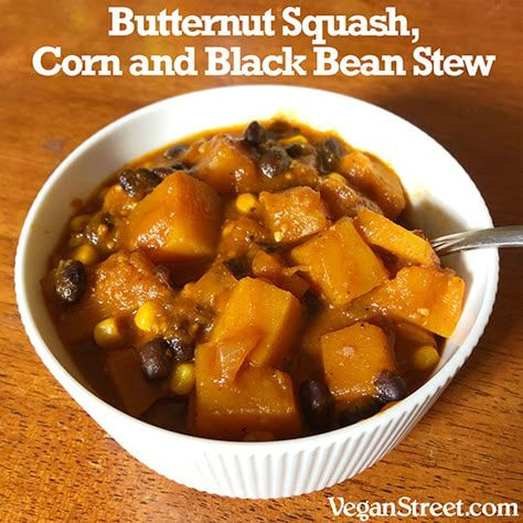 Recipe Butternut Squash, Easy Stew Recipes, Butternut Squash Black Bean, Street Recipes, Corn And Black Bean, Black Bean Stew, Street Building, Black Bean Recipes, Pork Stew