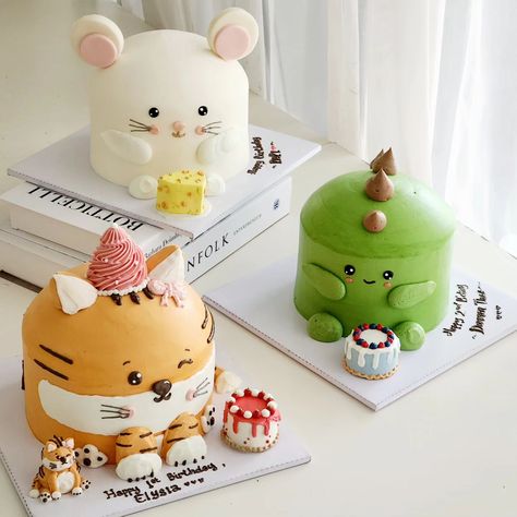 Korean cake jakarta | Layca (@layca.cake) • Instagram photos and videos 3d Animal Cake, Korean Cakes, Cute Cake, Korean Cake, Animal Birthday Cakes, Tiny Cakes, 3d Cake, 3d Cakes, Simple Birthday Cake