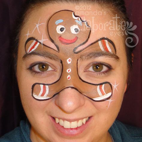 Galleta de jengibre Winter Face Painting, Eye Face Painting, Christmas Face Painting, Cheek Art, Face Painting Easy, Winter Face, Kids Face Paint, Man Face, Holiday Painting