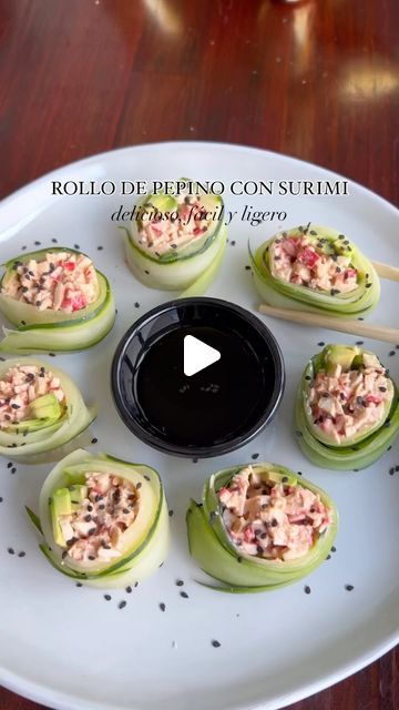 @keto_apprentice on Instagram: "🥒 Cucumber and Surimi Roll by @nutri.marielfdz is perfect for when you’re craving sushi but want to keep it keto-friendly! 🥑 Especially great for those pregnancy cravings! This roll is fresh, creamy, and absolutely delicious! 😍

👉 Want the full recipe card? Drop a “🥒” below, and I’ll share it with you! 👇

💚 Ingredients:

	•	Cucumbers 🥒
	•	Surimi (imitation crab)
	•	Sour cream (instead of Greek yogurt)
	•	Sriracha or ground chipotle 🌶️
	•	Salt and pepper 🧂
	•	Garlic powder
	•	Low-sodium soy sauce
	•	Lemon juice 🍋
	•	Avocado 🥑

💚 Instructions:

	1.	Slice cucumbers thinly to form the base for the roll.
	2.	Mix the surimi with sour cream, sriracha, salt, pepper, and garlic powder.
	3.	Layer the mixture on top of the cucumber slices.
	4.	Drizzle with Surimi Sushi, Sriracha Salt, Surimi Recipes, Cucumber Sushi, Cucumber Slices, Pregnancy Cravings, Low Sodium Soy Sauce, Recipe Card, Crab Meat