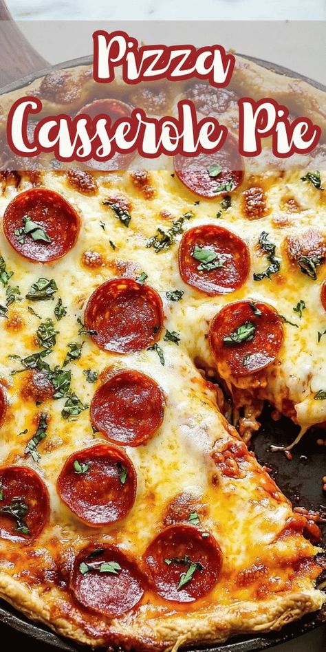 Pizza Casserole Pie Hearty Pizza Casserole Pie, Pizza Casserole Pie, Pepperoni Pizza Layer Cake, Pizza Pie Deep Dish, Pie Crust Dinner Recipes, Gf Pizza Dough, Easy Deep Dish Pizza, Pizza Pot Pie Recipe, Vegetarian Pepperoni