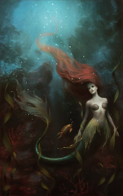 ArtStation - The little mermaid, Melanie Delon Mermaid Artwork, Fantasy Mermaids, Mermaid Drawings, Mermaid Tale, Mermaid Dreams, Mermaids And Mermen, Mermaid Life, Art Disney, Beautiful Mermaids