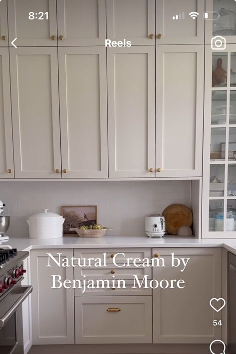 Neutral Cream Kitchen Cabinets, Sanded Down Cabinets, Soft Cream Kitchen Cabinets, Almond Color Cabinets Kitchens, Cream Taupe Kitchen Cabinets, Best Neutral Kitchen Cabinet Paint Colors, Stone Colour Kitchen Cabinets, Cream Shaker Kitchen Colour Schemes, Cream Cabinet Colors Sherwin Williams