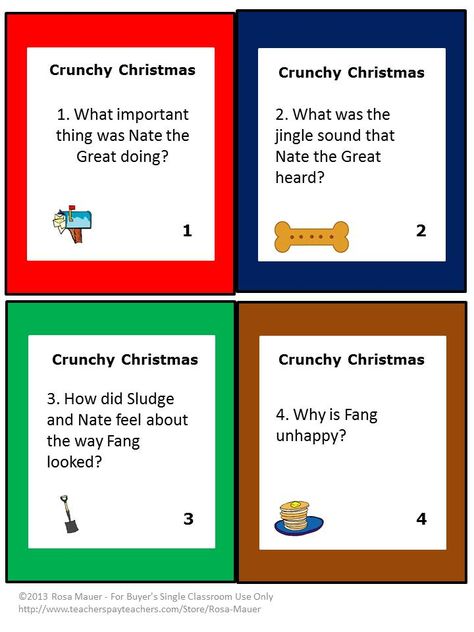 Christmas is a great time for Nate the Great and the Crunchy Christmas by Marjorie Weinman Sharmat and Craig Sharmat. There is a Christmas Nate the Great question on each task card. A Christmas Nate the Great response form is provided, but you may allow students to write answers on their own paper. Christmas Nate the Great answers are given for the teacher. Nate The Great, Task Card, Paper Christmas, Card A, The Thing Is, The Teacher, Task Cards, Teacher Store, Christmas Is