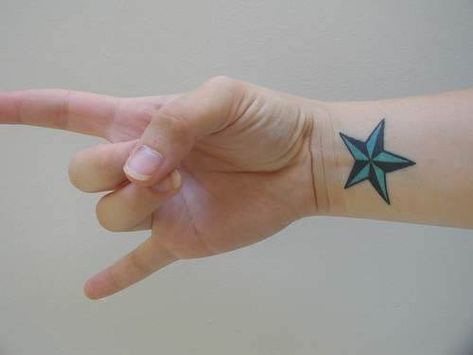 Star Wrist Tattoo, Nautical Star Tattoo, Star Tattoo On Wrist, Nautical Star Tattoos, Nautical Star, 100 Tattoo, Star Tattoo Designs, Star Tattoo, Tattoo Equipment