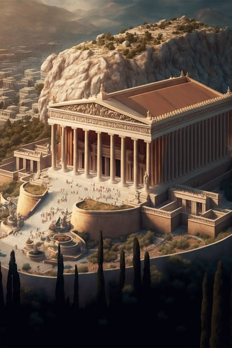 Ancient city of Athens Greece Architecture, Ancient Athens, Athens City, Greek Architecture, Greek Temple, Arte Alien, Roman City, Ancient Greek Architecture, Heaven Art