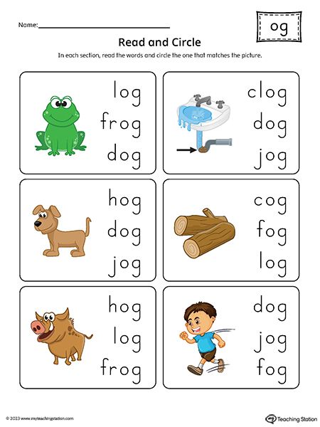 Early Childhood Reading Worksheets | MyTeachingStation.com Og Words, An Family Words Reading, Word Family An Worksheets, Short O Word Families, Ab Word Family Worksheets, Op Family Words Worksheet, Short Vowel Worksheets, Ccvc Words, Vowel Worksheets