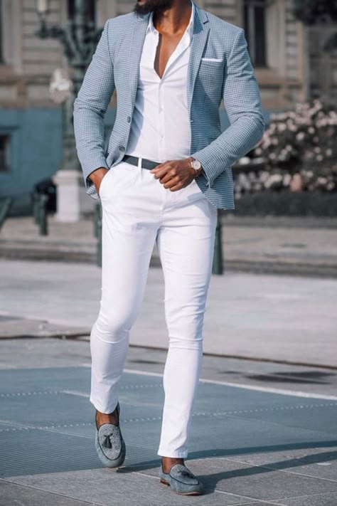 Blue Blazer Outfit Men, Blazer Outfits Men, Smart Casual Menswear, Formal Men Outfit, Mens Fashion Blazer, Mens Casual Outfits Summer, Dress Suits For Men, Men Fashion Casual Shirts, Stylish Men Casual