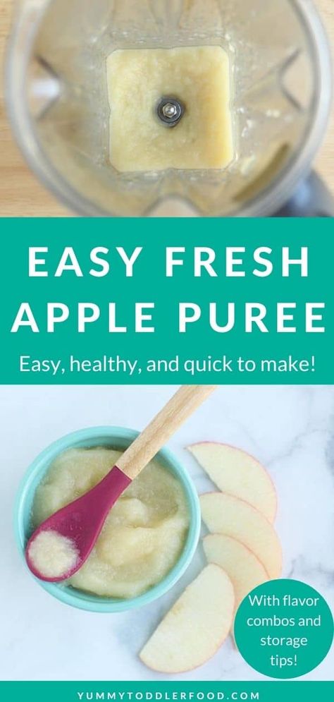 Transform fresh apples into the easiest Apple Puree for baby. Plus: Find baby food combination ideas, and simple storage and freezing tips! #babyfood #applepuree #babyfoodideas #glutenfree Apple Puree For Baby, Puree Ideas, Baby Applesauce, Apple Baby Food, How To Store Apples, Sweet Potato Baby Food, Freezing Baby Food, Apple Puree, Baby Food Combinations