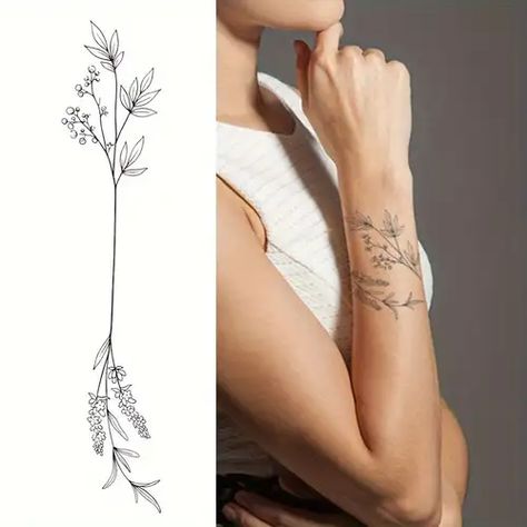 Floral Arm Tattoo, Tattoos Temporary, Minimalist Tattoos, Floral Branch, Spine Tattoos, Skin Allergies, Unique Tattoo, Temporary Tattoo Stickers, Tattoo Set