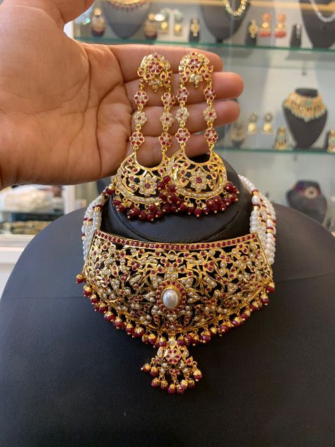 22 carat gold plated latest hyderabadi jadau necklace design Jadau Necklace, Jadau Jewellery, 22 Carat Gold, Necklace Design, Necklace Designs, Gold Plate, Instagram Photos, Photo And Video, Instagram Photo