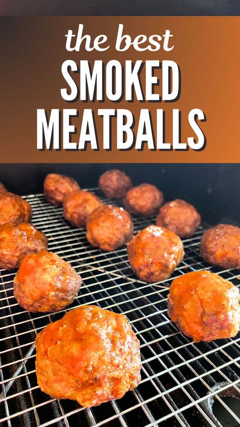 Beef meatballs on the smoker. Smoked Italian Meatballs, Smoker Meatballs, Smoker Appetizer Recipes, Barbecue Meatball Recipes, Smoked Meatballs, Easy Barbecue Recipes, Ground Beef And Italian Sausage, Sausage Meatballs Recipes, Appetizer For Thanksgiving