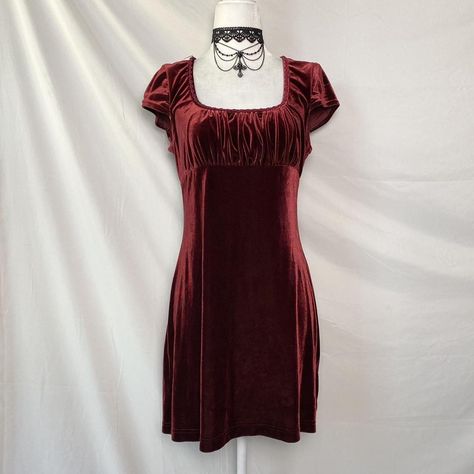 vintage 90s velvet milkmaid dress vintage 1990's... - Depop 90s Velvet Dress, 90s Velvet, Milkmaid Dress, Crushed Velvet Dress, Op Shop, Dark Fairy, Sun Dress, Cute Fits, Crushed Velvet