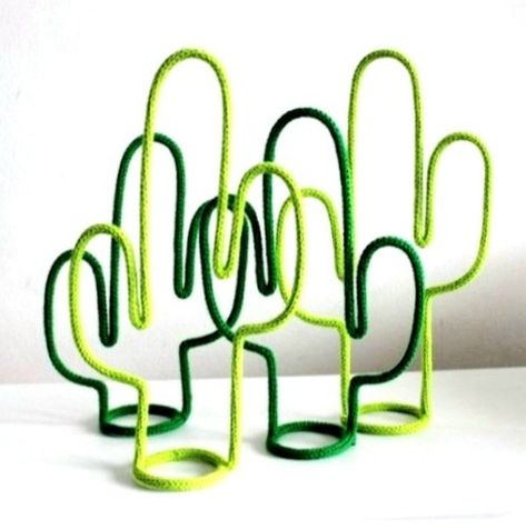 Teknik Quilling, Cactus Craft, Wire Knitting, Spool Knitting, Cactus Party, Cactus Diy, Knitted Wire, French Knitting, Cactus Decor