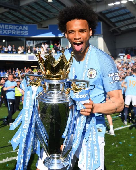 Leroy Sané on Instagram: “#inSané @premierleague season 💪🏾 WE DID IT AGAIN 🔥🏆🔥 #LS19  @mancity” German Football Players, Premier League Winners, Leroy Sane, Manchester City Wallpaper, Manchester City Football Club, Premier League Champions, Football Photos, Camp Nou, Football Pictures