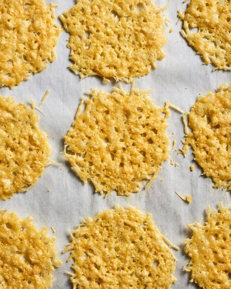 Parmesan Crisps Recipe (Crispy and Lacy) | Kitchn Parmesan Crisps Recipe, Crisps Recipe, Parmesan Cheese Crisps, Parmesan Chips, Unique Appetizers, Parmesan Crisps, Cheese Crisps, Baked Cheese, Crisp Recipe