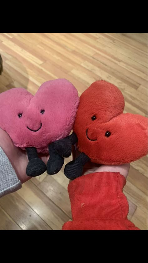 Stuff Animal For Boyfriend, Valentine’s Day Jelly Cat, Best Friend Jelly Cats, Jelly Cat Heart, Heart Stuffed Animal, Matching Couple Stuffed Animals, Friends With Opposite Aesthetics, Valentine Stuffed Animals, Jelly Cats Matching