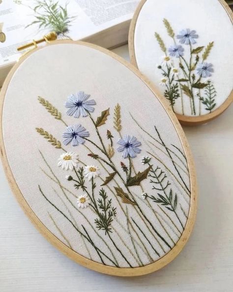 Daffodil Embroidery Simple, Diy Embroidery Flowers, Embroidery Floss Crafts, Handkerchief Embroidery, Simple Hand Embroidery Patterns, Diy Embroidery Patterns, Basic Embroidery Stitches, Handmade Embroidery Designs, Embroidered Art