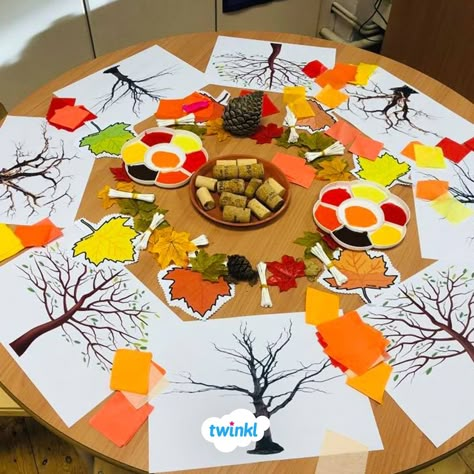 Autumn Craft Ideas, Autumn Eyfs Activities, Autumn Eyfs, Autumn Preschool Theme, Hand Print Tree, Autumn Craft, Fall Preschool Activities, Eyfs Activities, Nursery Activities