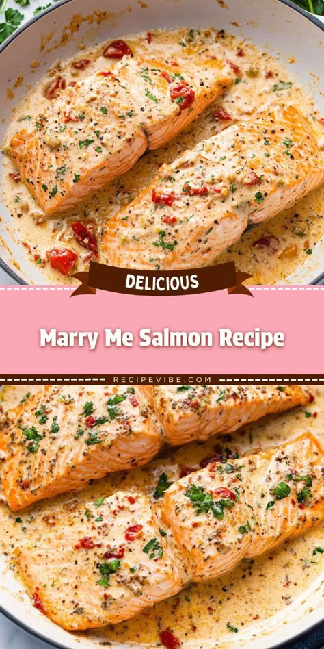 Looking to spice up your dinner routine with a seafood delight? The Marry Me Salmon Recipe combines taste and elegance for a dish that’s sure to impress! Perfect for special occasions or weeknight meals, remember to save this recipe for your next seafood dinner adventure! Marry Me Salmon, Hardy Meals, Salmon Meal Prep, Healthy Snacks And Meals, Seafood Delight, Romantic Dinner For Two, Romantic Meals, Romantic Dinner Recipes, Salmon Dinner