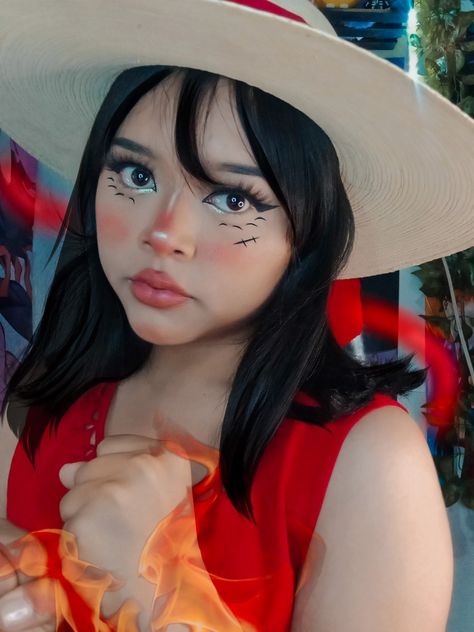 Cosplay de Luffy @daiiglam Luffy Makeup Look, Monkey D Luffy Cosplay, Luffy Girl Cosplay, Luffy Female Cosplay, Luffy Cosplay Female, Luffy Costume, Cosplay Luffy, Luffy Cosplay, Costumes College