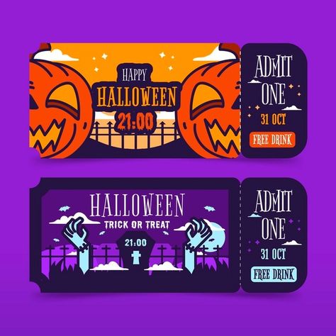 Halloween Tickets, Advertisement Layout, First Halloween, Halloween Trick Or Treat, Halloween Celebration, Halloween Hacks, Party Design, Halloween Design, Flat Design