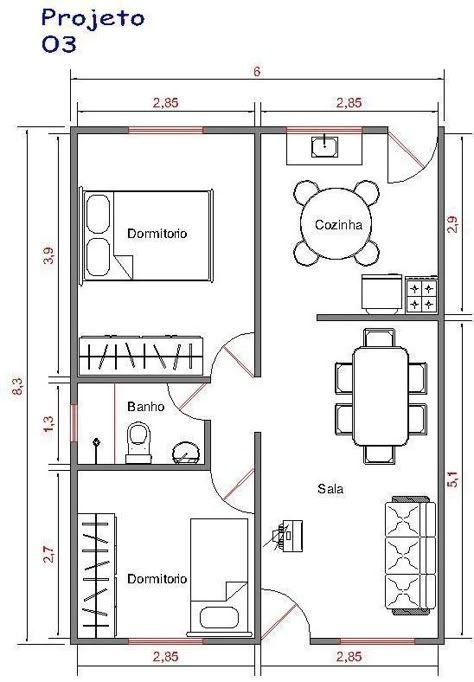 2 Bedroom House Plans, Small House Floor Plans, Apartment Floor Plans, Simple House Plans, House Construction Plan, Model House Plan, Small House Design Plans, Container House Plans, Apartment Plans