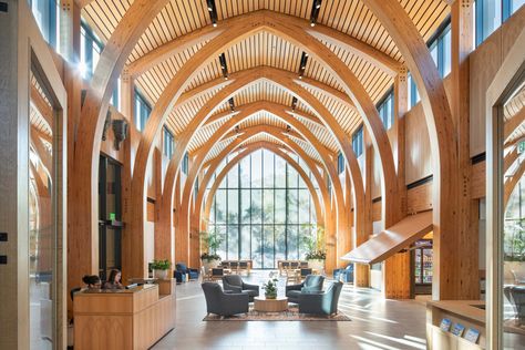 Modern Gothic Architecture, Burnt Timber, Neo Gothic Architecture, Freedom House, Visitors Center, Cedar Cladding, Neo Gothic, Timber Buildings, Farm Ideas