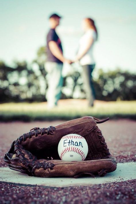 Baseball maternity  Pregnancy baseball Baseball Baby Announcement, Baseball Maternity, Baby Announcement Ideas, Baby Announcement To Husband, Announcement Ideas, Fantastic Baby, Baseball Baby, Baby Sleep Problems, Maternity Poses