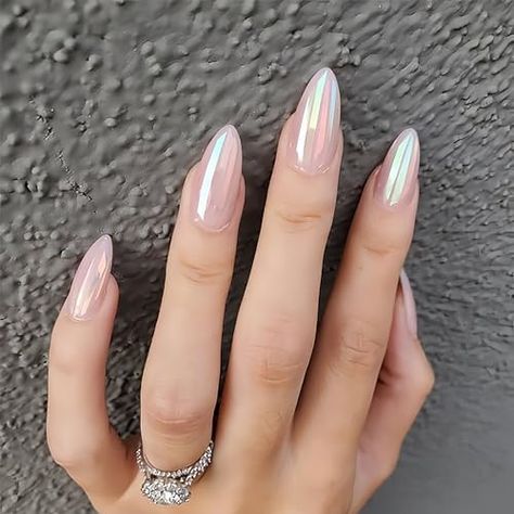 Sparkly Acrylic Nails, Pink Stiletto Nails, Chrome Nails Designs, Acrylic Nail Set, Gel Acrylic Nails, Nagel Tips, Her Nails, Fake Nails With Glue, White Nail