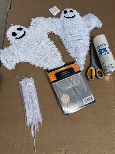 Dollar Tree Ghost Diy, Ghost Video, The Shabby Tree, Dollar Tree Halloween, Ghost Videos, Ghost Diy, Shabby Tree, Farmhouse Crafts, Halloween Centerpiece