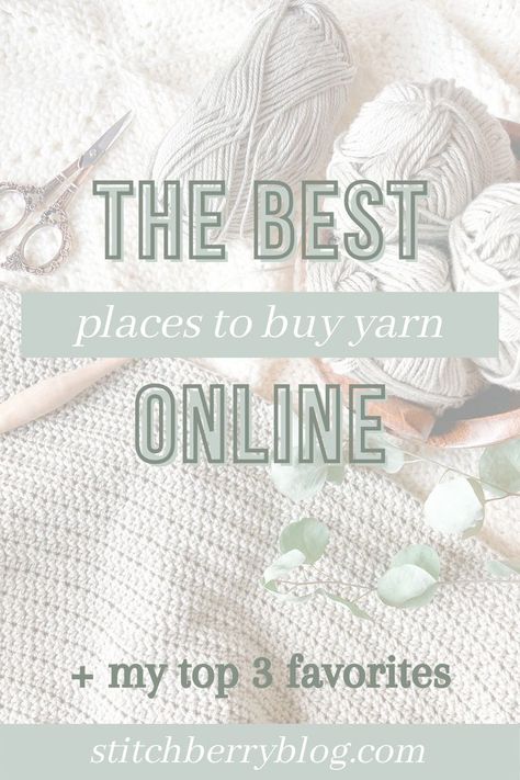 Are you looking to find the best places to buy yarn online? This blog post is for you! I have selected the BEST places to buy beautiful and modern yarn. In addition, I included my top 3 favorites along with why I like them. These places to buy yarn are versatile in price range and types of yarn Where to buy yarn online | The best places to buy yarn online | online shopping | Crocheter tips and tricks #yarn #onlineshopping #crocheter #tipsandtricks Where To Buy Yarn, My Top 3, Crochet Lovers, Types Of Yarn, Price Range, Yarn Art, Crochet Accessories, Yarn Crafts, Online Boutiques