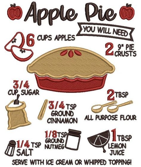 Apple Pie Recipe, Lemon Salt, Apple Pie Recipes, Whipped Topping, Pie Recipe, Pie Recipes, Purpose Flour, Machine Embroidery Design, Apple Pie