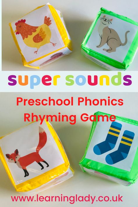 Need rhyming activity ideas for Preschool Phonics? This easy Phase 1 Letters and Sounds Game develops pre-reading skills to add to your preschool rhyming activities. If you’re working on Phase 1 Phonics then this Nursery Phonics Game is for you! Phase 1 Phonics Activities Eyfs, Preschool Rhyming Activities, Phonics Phase 1, Preschool Rhyming, Phonics Rhymes, Phase 1 Phonics, Rhyming Preschool, Listening Games, Rhyming Games