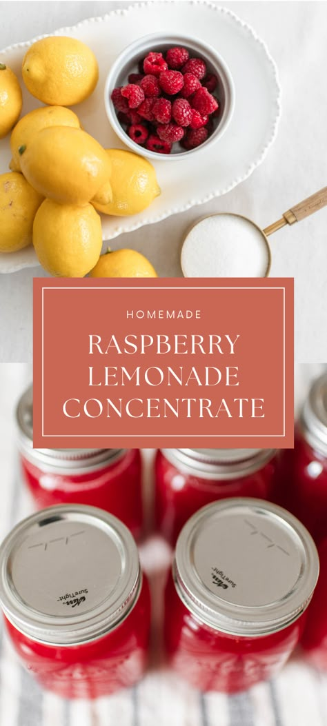 This homemade raspberry lemonade concentrate is a spin off of my popular original recipe. It is the perfect concentrate to have on hand when you are looking to enjoy a fresh glass of homemade lemonade on a hot day. It is super easy to make with just 3 ingredients! Raspberry Lemonade Concentrate, Homemade Lemonade Concentrate, Lemonade Concentrate Recipe, Fresh Raspberry Recipes, Rasberry Lemonade, Raspberry Lemonade Recipe, Cranberry Lemonade, Water Bath Canning Recipes, Frozen Treats Recipes