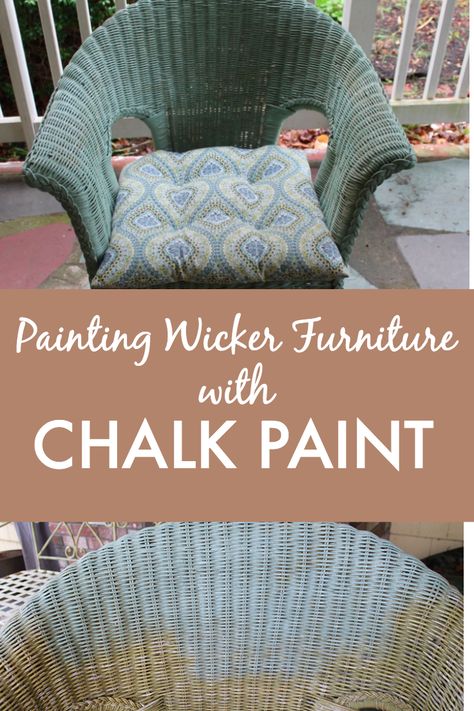 It's SUPER EASY to give your wicker furniture an update with chalk paint. Click through for step-by-step instructions. Repaint Wicker Furniture, Wicker Bench Makeover, Upcycle Wicker Furniture, Refinish Wicker Furniture, Outdoor Wicker Furniture Makeover, How To Paint Rattan Furniture, Wicker Bedroom Furniture Makeover, Colored Wicker Furniture, Redo Wicker Furniture Diy