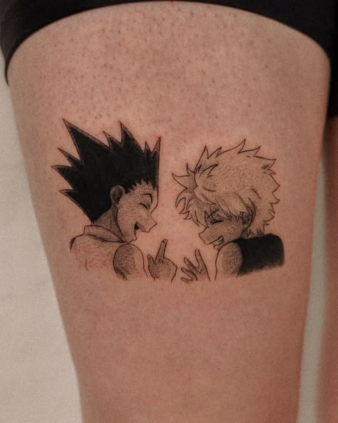 Gon & Killua Swipe for some ideas that I would like to tattoo or create something out of it. Just hit me up for your next hxh tattoo.✌🏼 Done with: @emalla.official @emalla_germany #gon #gonfreecs #killua #killuaxgon #killuazoldyck #hxh #hxhtattoo #hunterxhunter #hunterxhuntertattoo #tatuagemanime #tatuajeanime #animetattoogermany Hxh Gon Tattoo, Tattoo Ideas Hunter X Hunter, Anime Tattoos Black And White, Hxh Matching Tattoos, Hunterxhunter Tattoo Ideas, Gon And Killua Tattoo, Killua Tattoo Ideas, Hunterxhunter Tattoo, Hxh Tattoo Ideas