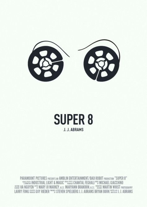 Super 8 by GazVezir Serial Art, Bad Robot, Movie Nerd, Minimalist Posters, Minimalist Movie Poster, Minimal Movie Posters, Minimal Poster, Movie Posters Design, Super 8